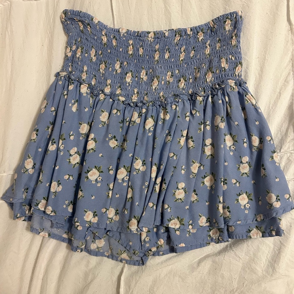 Hollister Blue Floral Smocked Skirt